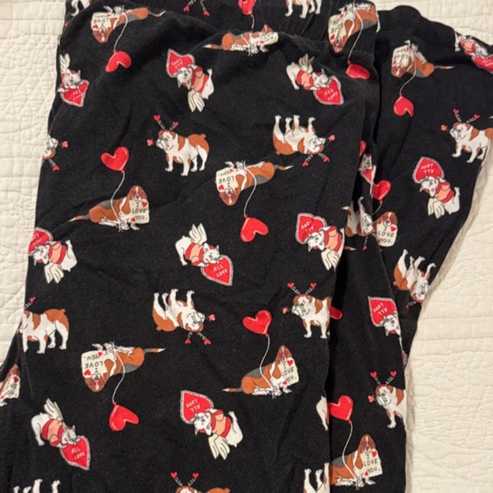 2 Pair Knit Mens Tall Old Navy Valentine Pajama Pants with Red Hearts